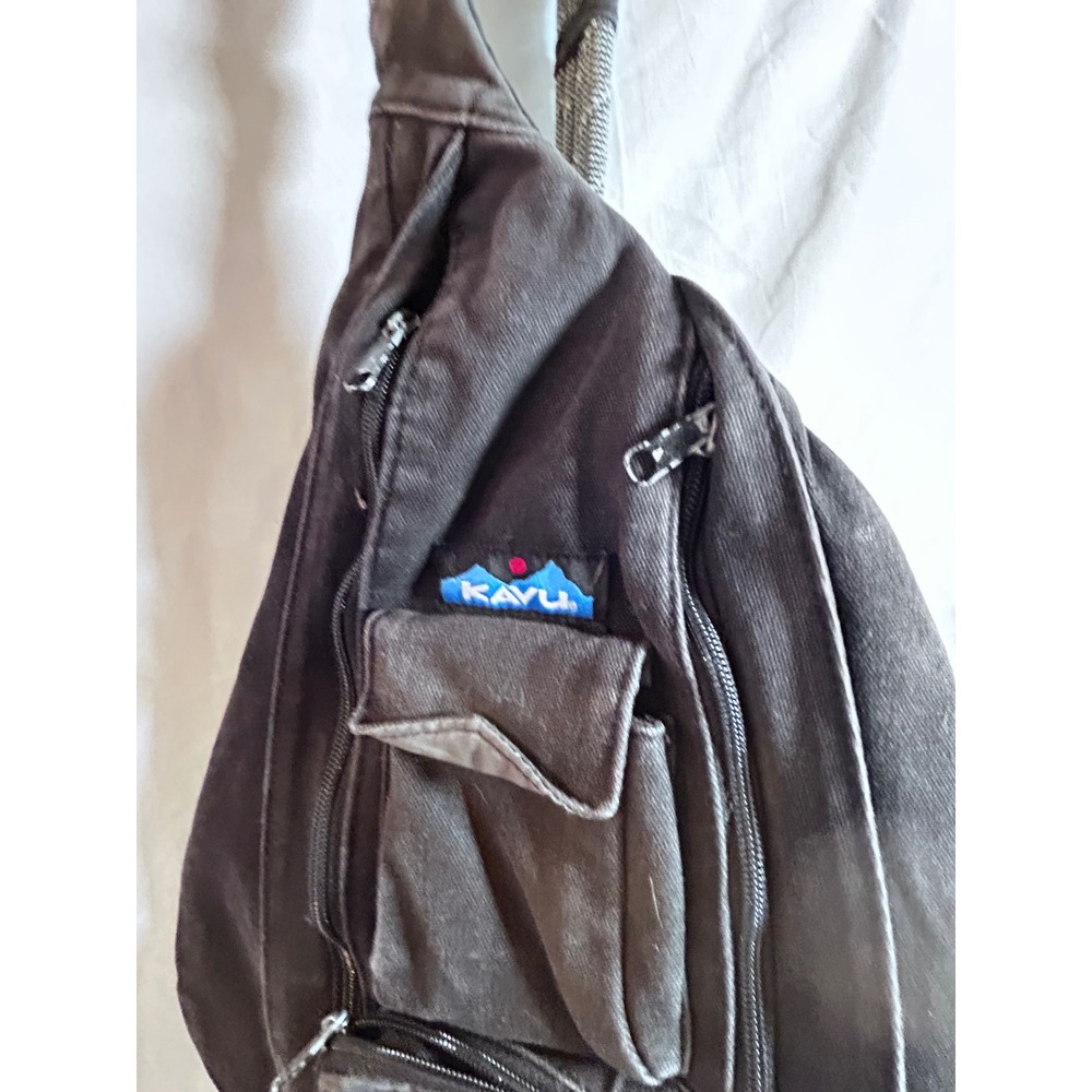 KAVU Rope Bag OS Black Canvas Sling Backpack Women